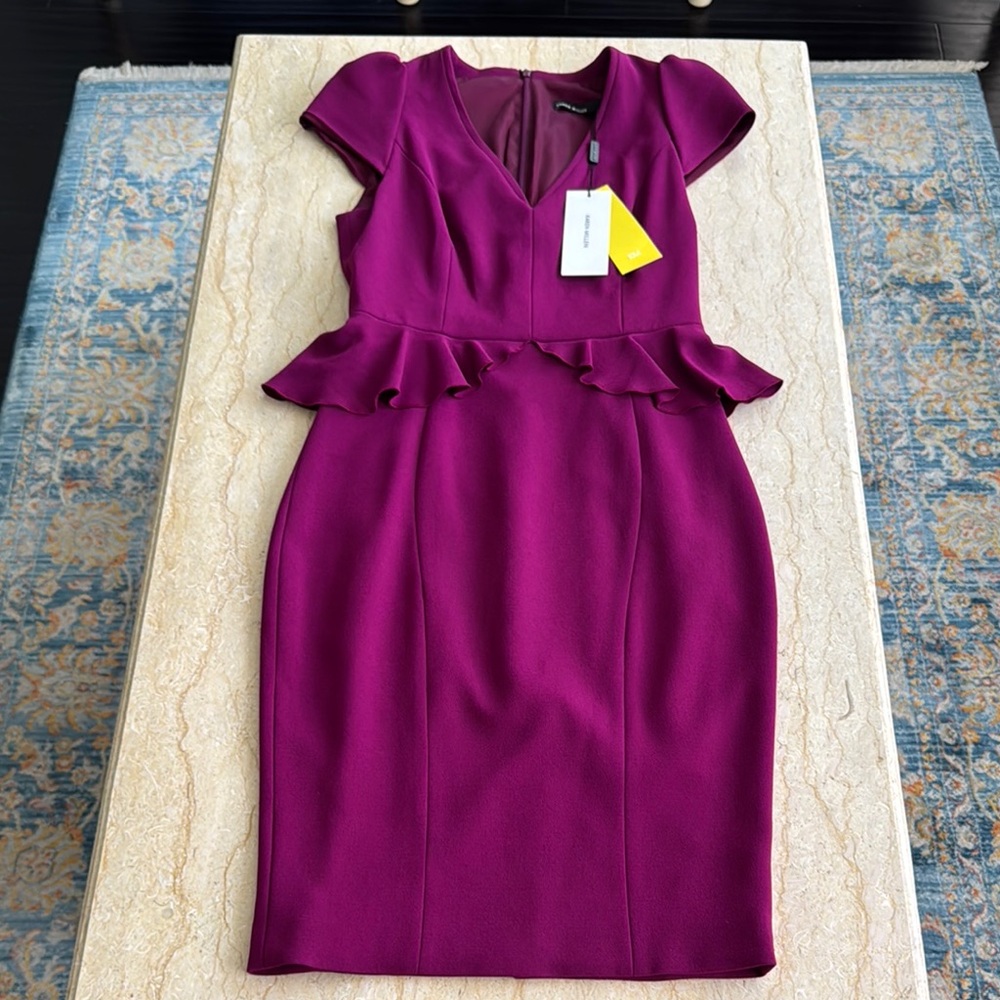 NWT Karen Millen DR 120 Peplum Magenta Dress. Size UK 10, EU 38. US 6.